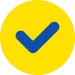 a blue tick in a yellow circle